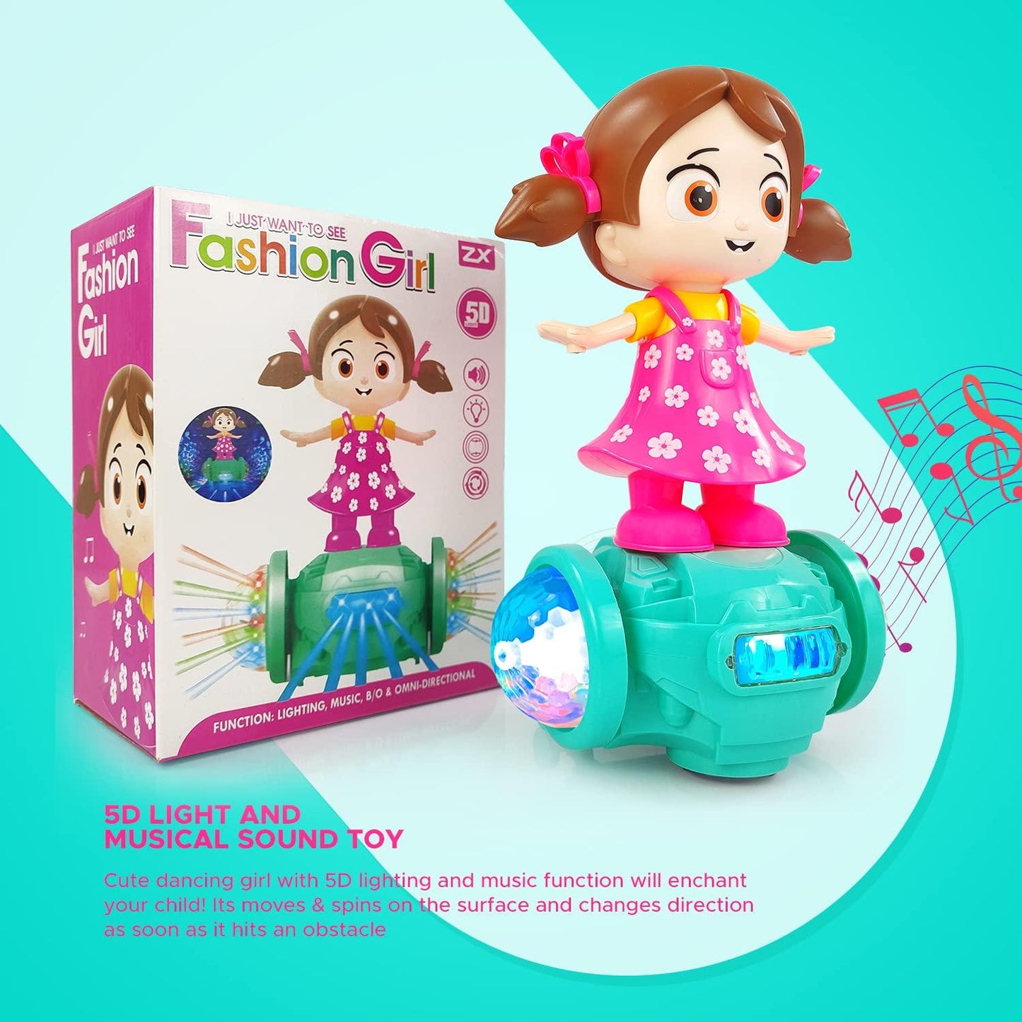 Rotating Musical Dancing Girl with 5D Light, 360 Degree & Musical Sound Multicolor