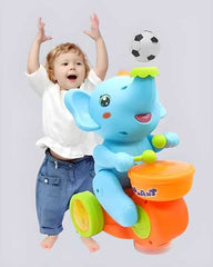 Baby Elephant Toy - Musical Dancing Elephant with Drum Beating Action and Blowing Football