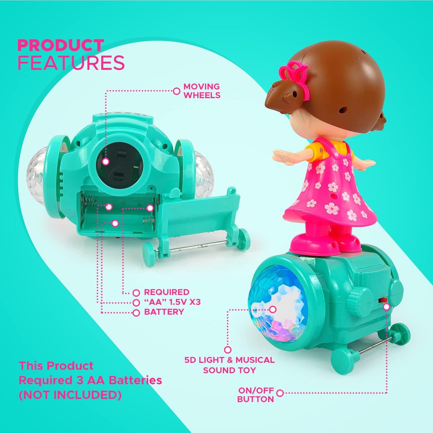 Rotating Musical Dancing Girl with 5D Light, 360 Degree & Musical Sound Multicolor