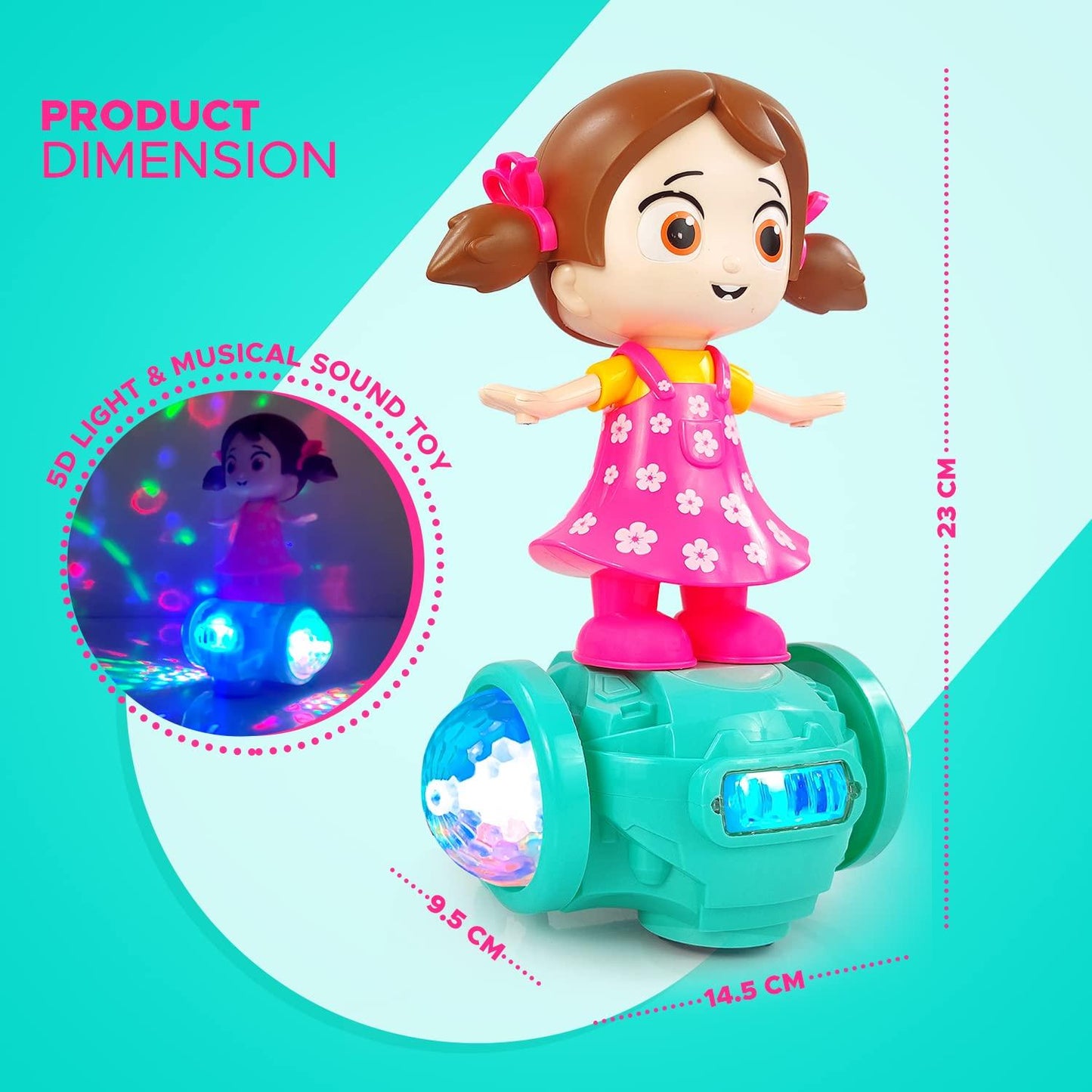 Rotating Musical Dancing Girl with 5D Light, 360 Degree & Musical Sound Multicolor