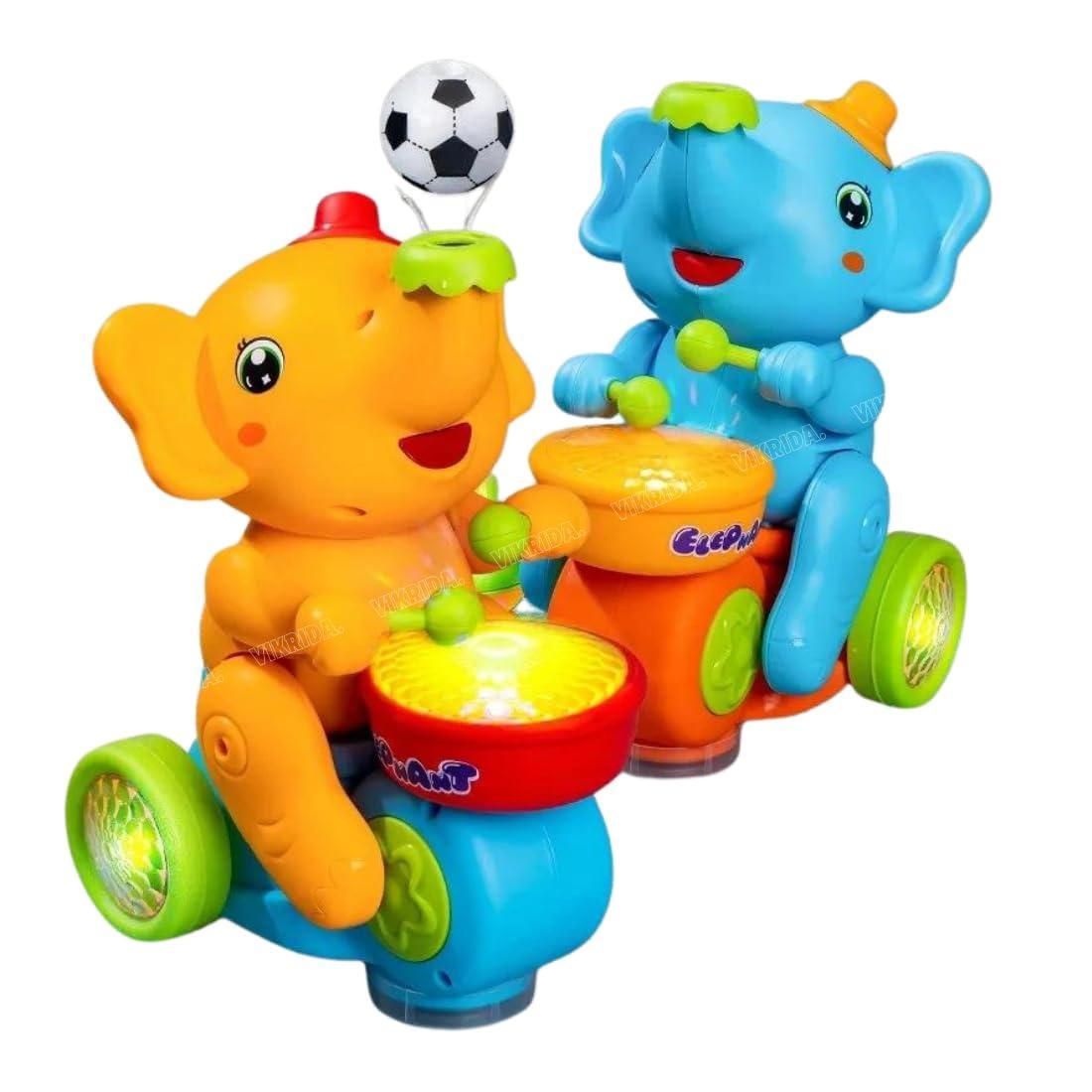 Baby Elephant Toy - Musical Dancing Elephant with Drum Beating Action and Blowing Football