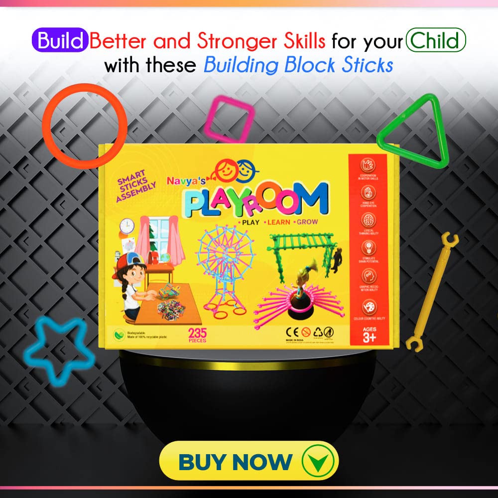 Playroom Plastic Blocks Smart Sticks Set – 235 Pieces of Creative Fun!
