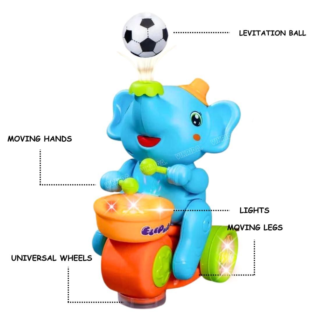 Baby Elephant Toy - Musical Dancing Elephant with Drum Beating Action and Blowing Football