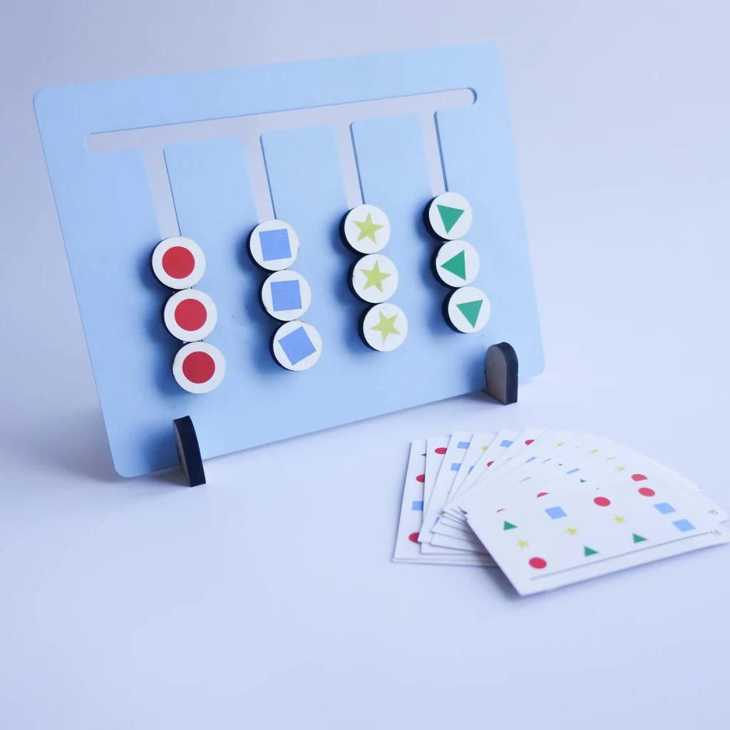 Montessori Slide Puzzle Game IColor & Pattern Matching Learning Toys for Kids 4-8 Years I Birthday Gift for Unisex I Preschool Educational Activity Toy for 4,5,6,7,8 I Travel Friendly