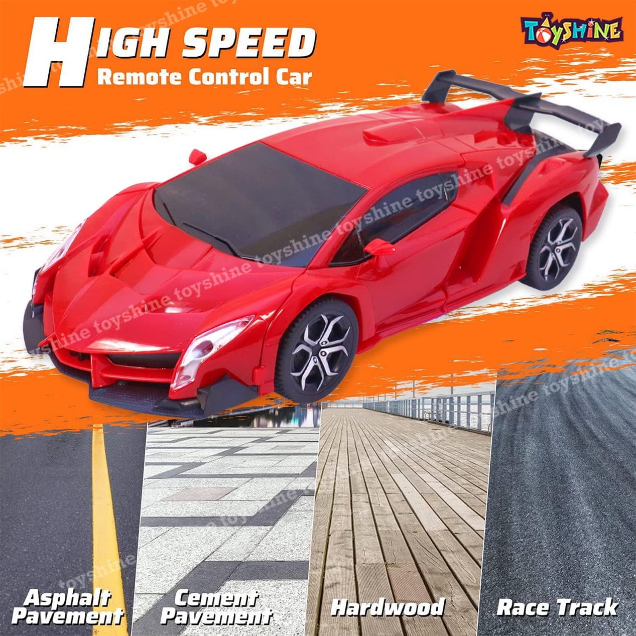 Remote Control Rechargeable Car-to-Robot Transforming Toy - One-Click Deformation, Red