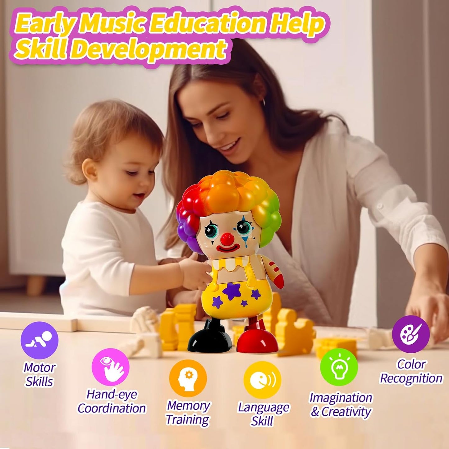 Toddler & Baby Dancing Clown Toy – Educational Fun for 3-Year-Olds and Up!