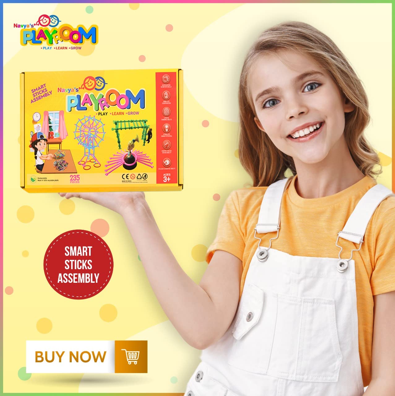 Playroom Plastic Blocks Smart Sticks Set – 235 Pieces of Creative Fun!