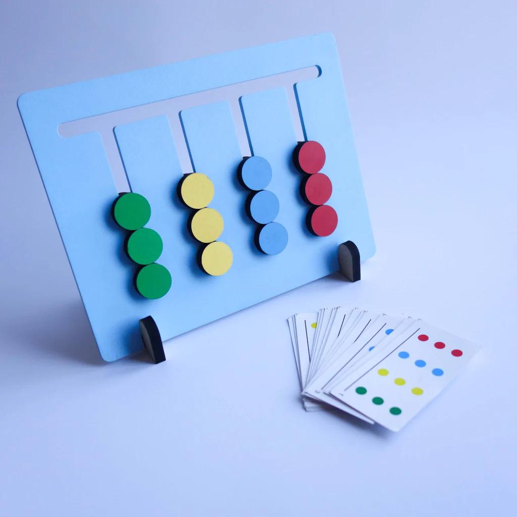 Montessori Slide Puzzle Game IColor & Pattern Matching Learning Toys for Kids 4-8 Years I Birthday Gift for Unisex I Preschool Educational Activity Toy for 4,5,6,7,8 I Travel Friendly
