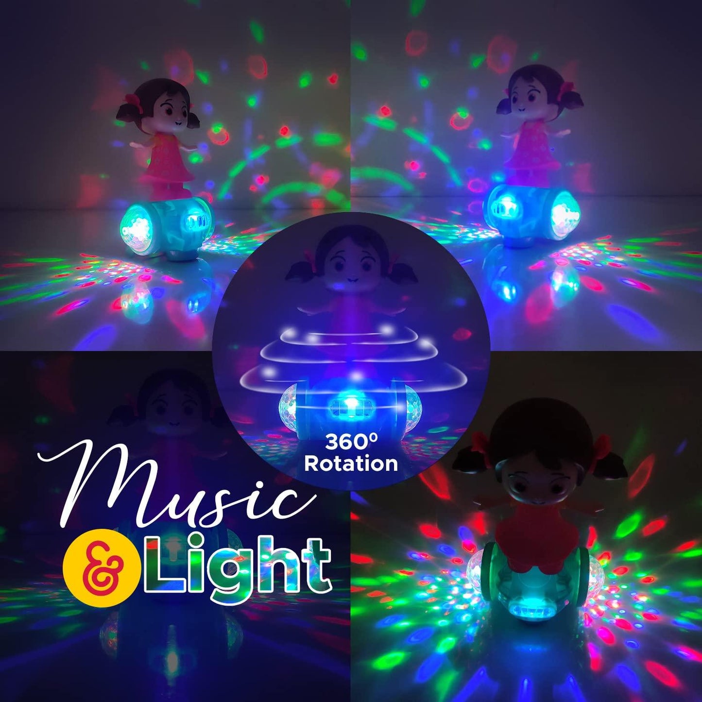 Rotating Musical Dancing Girl with 5D Light, 360 Degree & Musical Sound Multicolor