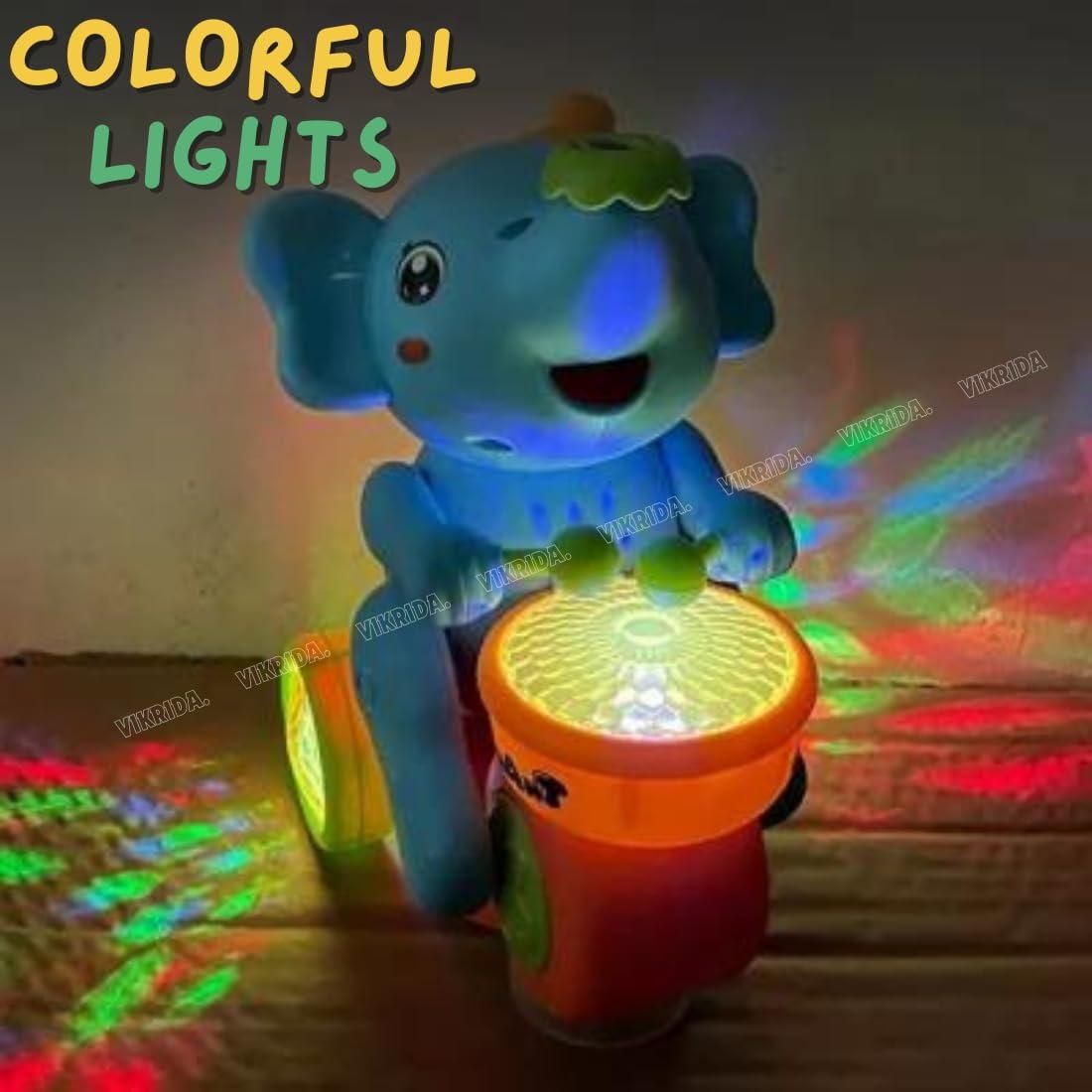 Baby Elephant Toy - Musical Dancing Elephant with Drum Beating Action and Blowing Football
