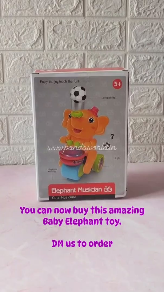 Baby Elephant Toy - Musical Dancing Elephant with Drum Beating Action and Blowing Football